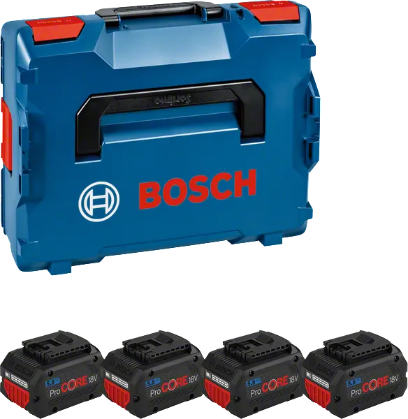 Bosch ProCORE 18V 5.5Ah akut säilytyskotelossa.
