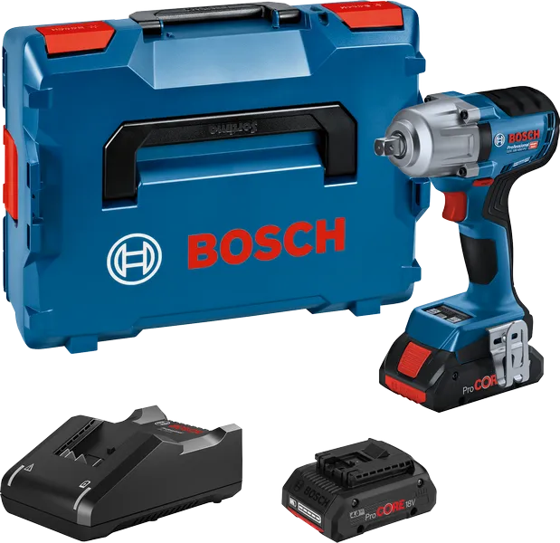 Bosch GDS 18V-450 akkukäyttöinen iskuruuvinväänninsetti.