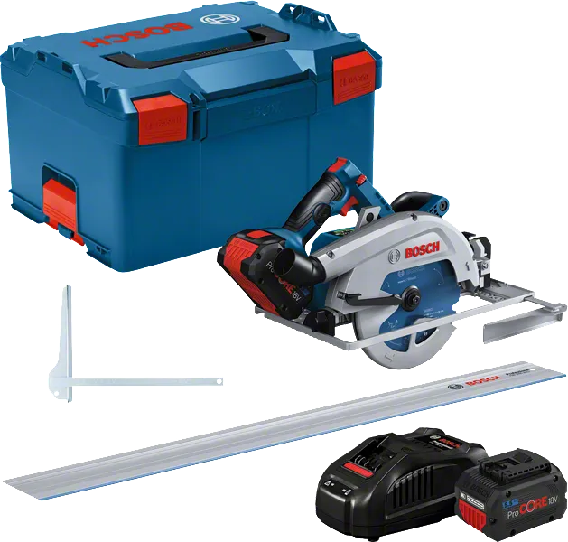 Bosch GKS 18V-68 GC akkupyörösahasarja kotelossa.