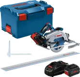 Bosch GKS 18V-68 GC akkupyörösahasarja kotelossa.