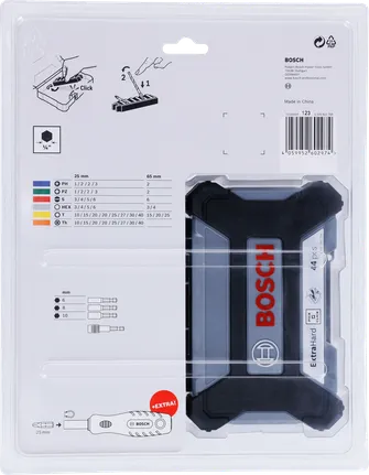 Bosch 45-osainen mukautettava ruuvimeisselin kärkisarja.