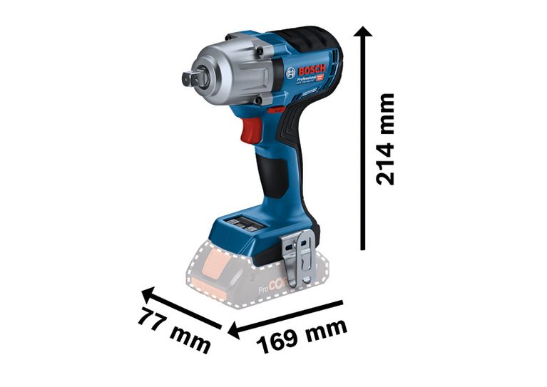 Bosch GDS 18V-450 PC akkukäyttöinen iskuruuvinväännin, maks. 450 Nm vääntömomentti.