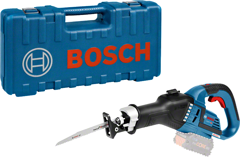 Bosch GSA 18V-32 akkupuukkosaha kotelossa.