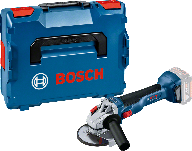 Bosch GWS 18V-10 akkukulmahiomakone kotelossa.