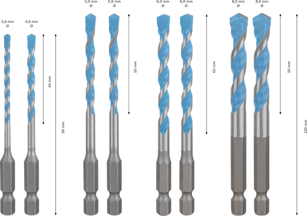Bosch EXPERT HEX-9 MultiConstruction -poranteräsetti 3-8 mm.