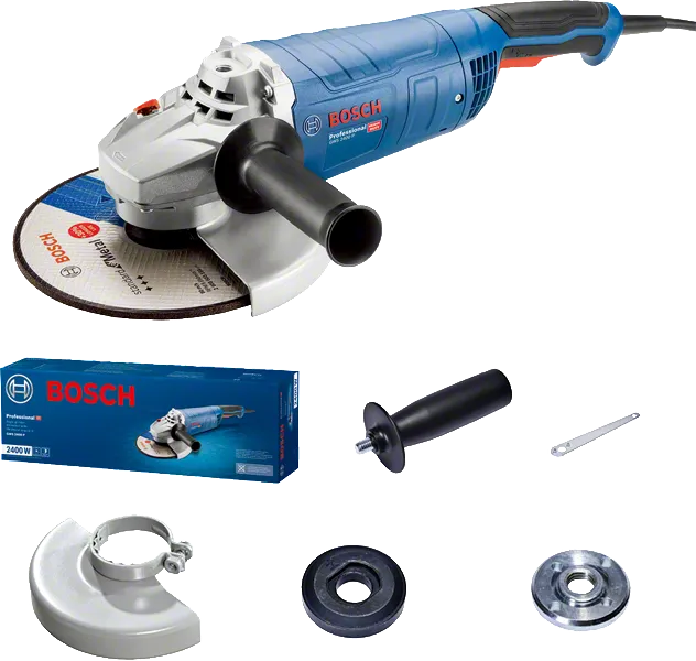 Bosch GWS 2400 P -kulmahiomakone, jossa on 2400 W:n moottori.
