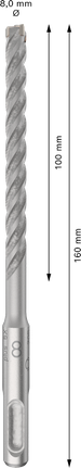 Bosch PRO SDS plus-5X 8 mm:n iskuporanterä, pituus 160 mm.
