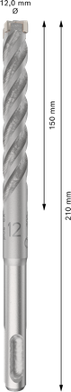 Bosch PRO SDS plus-5X 12 mm:n iskuporanterä, työpituus 150 mm.