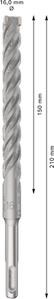 Bosch PRO SDS plus-5X 16 mm:n iskuporanterä, pituus 210 mm.