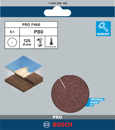 Bosch PRO F460 125 mm:n hiomapaperit, karkeus 80.