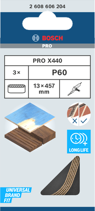 Bosch PRO X440 hiomanauha, karkeus 13 x 457 mm, 60 kpl.