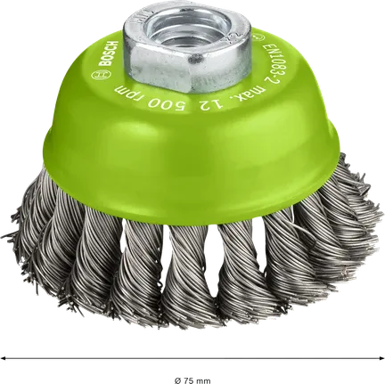 Bosch PRO ruostumattomasta teräksestä valmistettu paksu kuppiharja 75 mm.