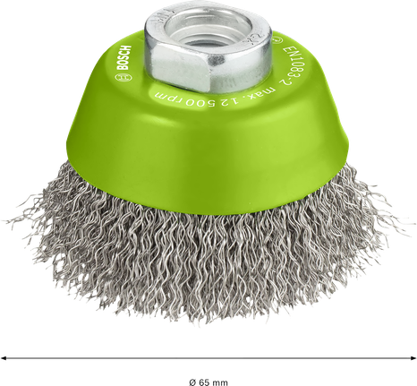 Bosch PRO ruostumattomasta teräksestä valmistettu kuppiharja 65 mm kulmahiomakoneisiin.