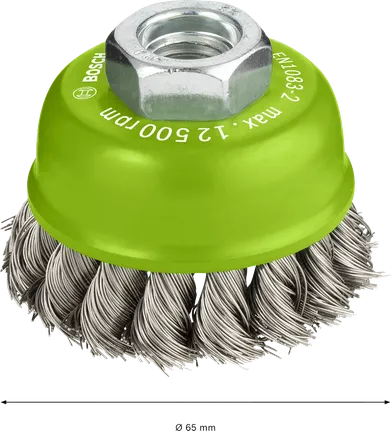 Bosch PRO ruostumattomasta teräksestä valmistettu kuppiharja, halkaisija 65 mm.