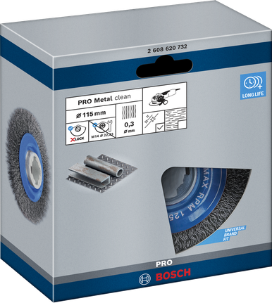 Bosch PRO Metal -puhdistusvaijeri X-Lock -hiomalaikka 115 x 0,3 mm.
