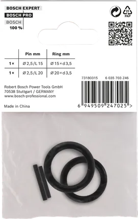 Bosch 3/8″ pidätinrengas- ja tappisarja.