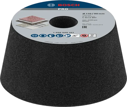 Bosch PRO Stone -kartiokuppilaikka 110 mm hiomakivien hiontaan.
