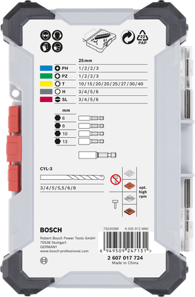 Bosch erittäin kova ruuvimeisselin kärki- ja CYL-3-poranteräsarja, 35 osaa.