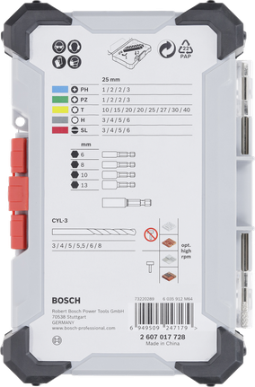 Bosch 35-osainen ruuvimeisseli- ja CYL-3-poranteräsarja.