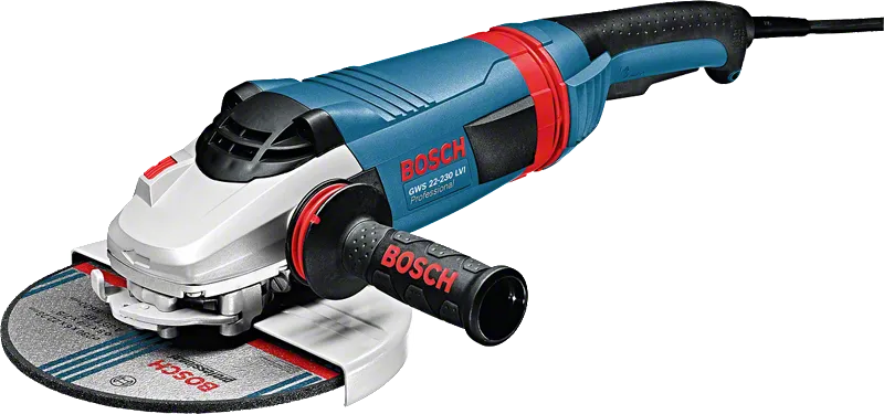 Bosch GWS 22-230 LVI kulmahiomakone 230 mm:n laikalla.