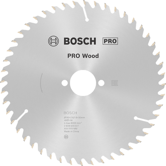 Bosch PRO Wood -pyörösahanterä T48 siistiin puun sahaukseen.
