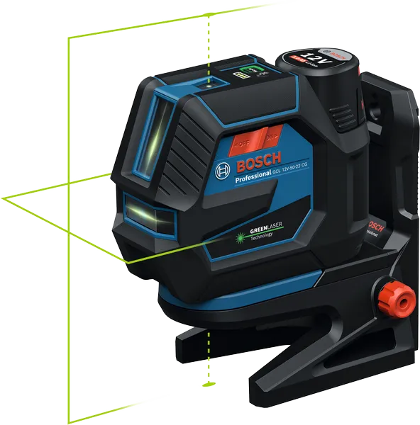 Bosch GCL 12V-50-22 CG -laservaaituslaite vihreällä laserilla.