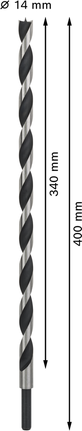 Bosch PRO -puuporanterä, kärki 14 x 400 mm.
