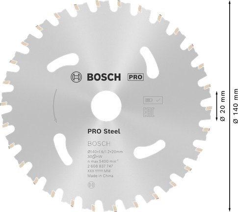 Bosch PRO Steel -pyörösahanterä 140 mm akkutyökaluille.