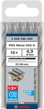 Bosch PRO Metal HSS-G 4,9 mm:n kierukkaporanteräsetti.