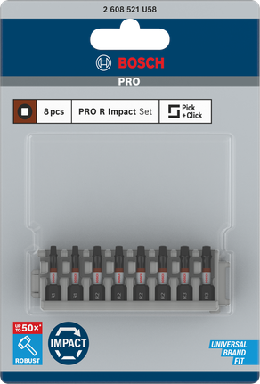 Bosch PRO R iskuporakoneen kärjet 8 kpl setti.