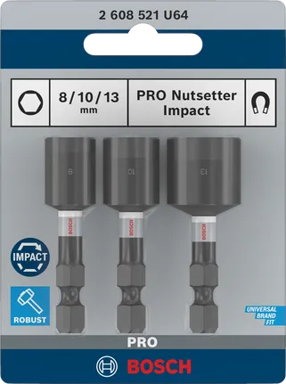 Bosch PRO -iskuhylsysarja 8/10/13 mm, 3 osaa.