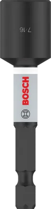 Bosch PRO -iskuhylsyavaimella varustettu 7/16 tuuman kuusiokolovarsi.