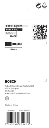 Bosch PRO -iskuhylsyavaimella varustettu 8 x 50 mm:n kuusiokolovarsi.