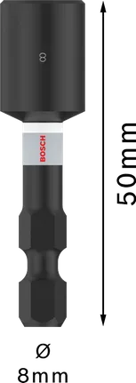 Bosch PRO -iskuhylsyavaimella varustettu 8 x 50 mm:n kuusiokolovarsi.