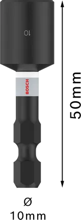Bosch PRO -iskuhylsyavaimella varustettu 10x50 mm:n kuusiokolovarsi.