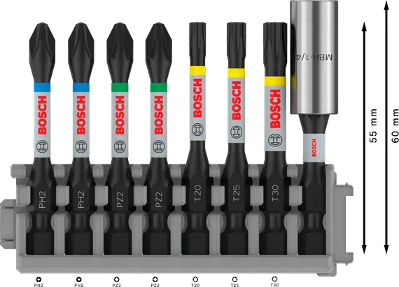 Bosch PRO -iskuporakonesarja, 8 osaa, sisältää kärjenpitimen.