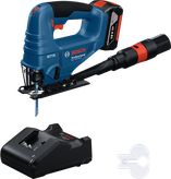 Bosch GST 18V-95 B akkupistosaha akulla ja laturilla.