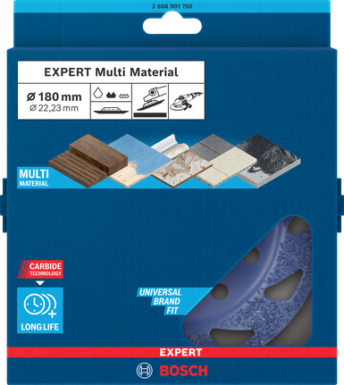 Bosch EXPERT Multi Material -kovametallihiomapää, keskikarkea, viisto 180 mm.