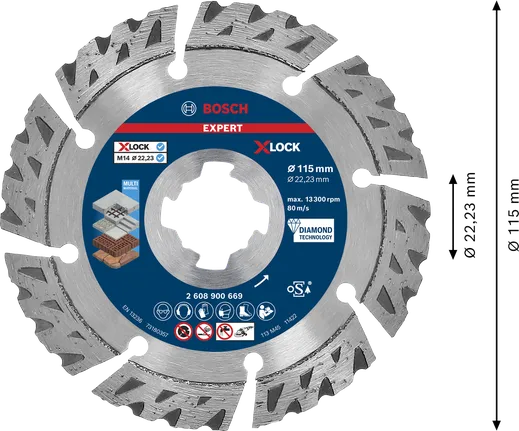 Bosch EXPERT MultiMaterial X-LOCK timanttikatkaisulaikka 115 mm.