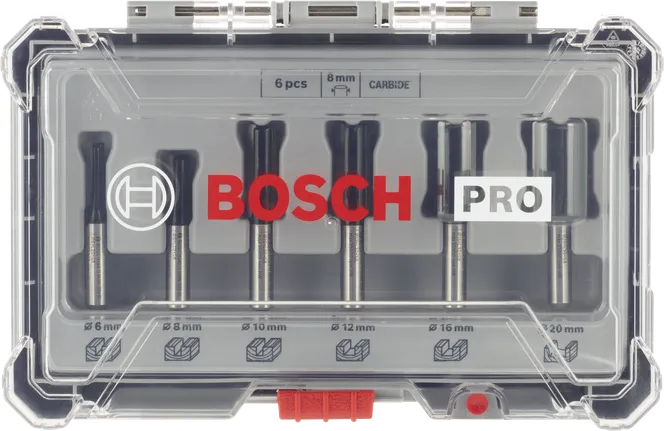 Bosch PRO -jyrsinteräsarja, suora, 8 mm, 6 kpl.