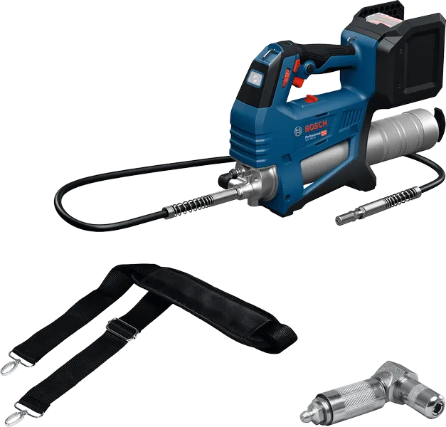 Bosch GFP 18V-10 akkukäyttöinen rasvapuristin hihnalla.