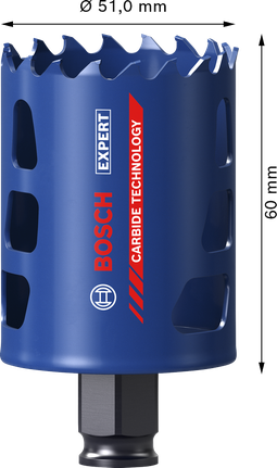 Bosch EXPERT Multi Material 51 mm:n reikäsaha kovametallihampailla.