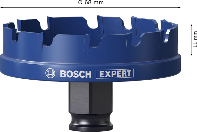 Bosch EXPERT -levyreikäsaha 68 mm:n levyllä metallin nopeaan sahaamiseen.