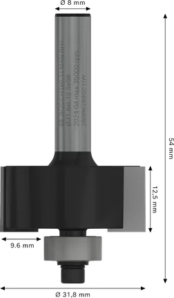 Bosch PRO -jyrsinterä, huullostus, 9,6 mm, varsi 8 mm.