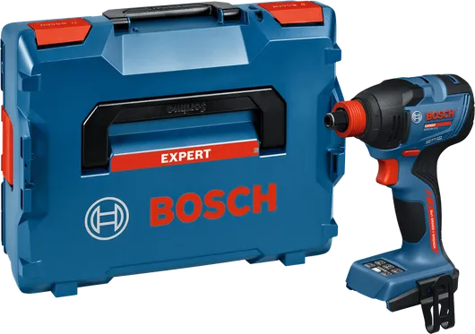 Bosch akkukäyttöinen iskuruuvinväännin EXDX18V-210 kantolaukussa.