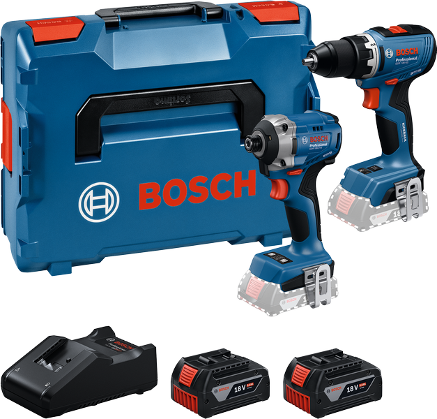 Bosch 18V 2-työkalusarja GSR ja GDR kotelossa.