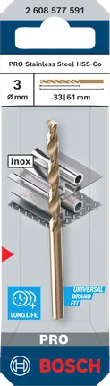 Bosch PRO 3 mm HSS-Co -kierukkaporanterä.