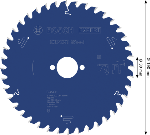 Bosch EXPERT Wood -pyörösahanterä puulle, 190 mm.