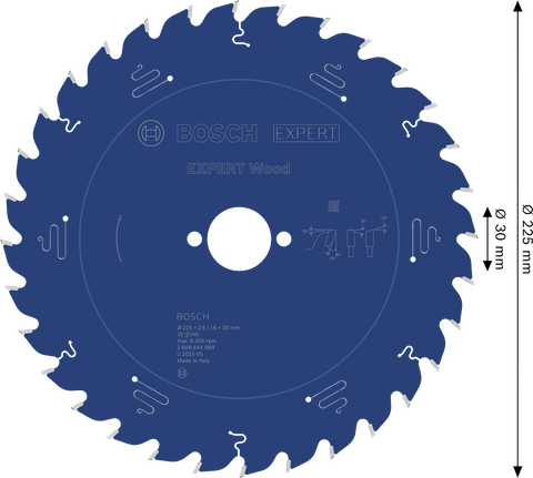 Bosch EXPERT Wood -pyörösahanterä 225 x 30 mm puun leikkaamiseen.