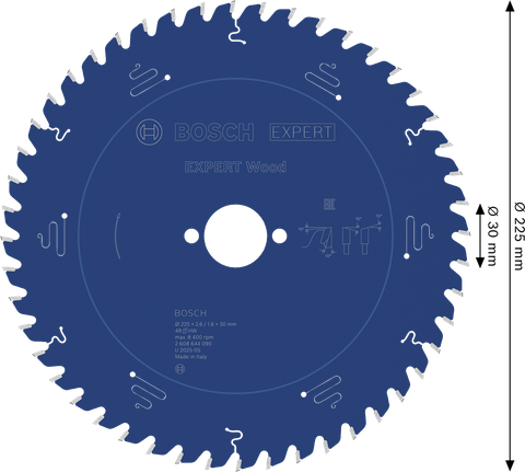 Bosch EXPERT Wood -pyörösahanterä 225 mm T48 tarkkaan puun sahaamiseen.